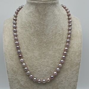 Elegant Japanese Akoya Pinky Purple Pearl 14K Necklace